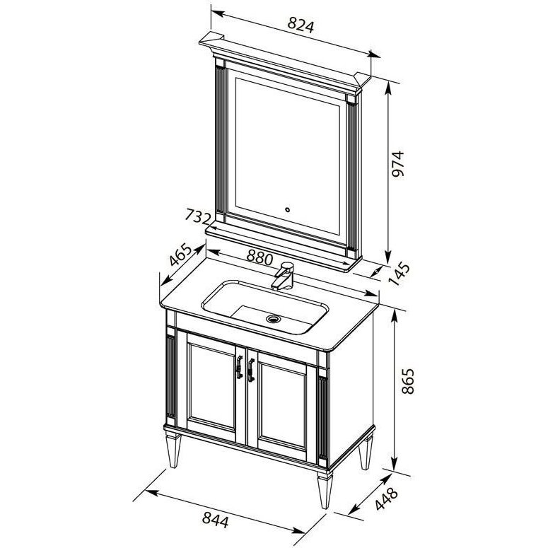 Комплект мебели для ванной Aquanet Селена 90 белый/серебро Комплект мебели для ванной Aquanet Селена 90 белый/серебро