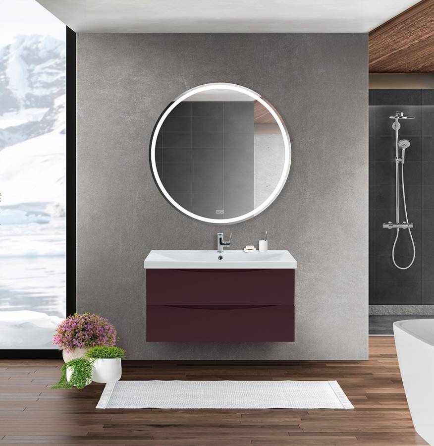 Тумба с раковиной подвесная BelBagno MARINO-CER 90 Rovere Nature Grigio, раковина белая Тумба с раковиной подвесная BelBagno MARINO-CER 90 Rovere Nature Grigio, раковина белая