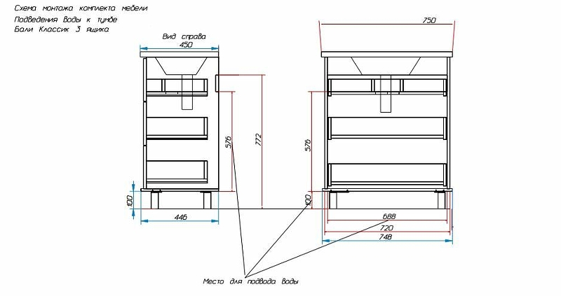 Комплект мебели Bali Classic 750х450 напольный 3 ящика (ШхГхВ) 750х446х880 Комплект мебели Bali Classic 750х450 напольный 3 ящика (ШхГхВ) 750х446х880
