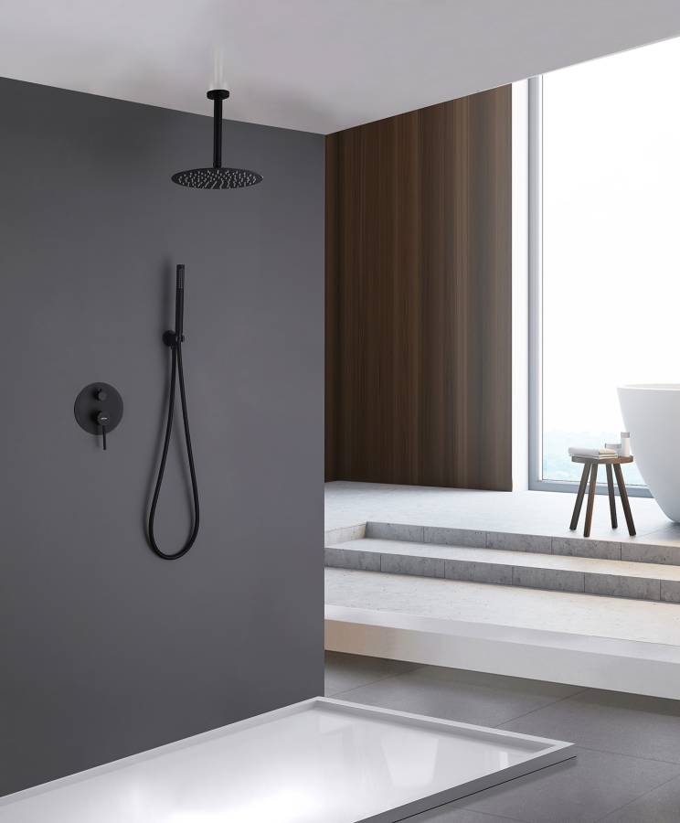 Душевая система ABBER Emotion AF8821B скрытого монтажа без излива, черная матовая Душевая система ABBER Emotion AF8821B скрытого монтажа без излива, черная матовая