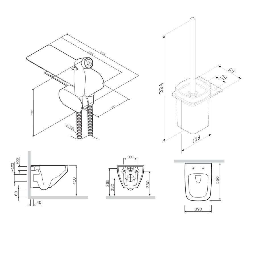 Набор подвесной унитаз с гигиеническим душем CK50H0603W Набор подвесной унитаз с гигиеническим душем CK50H0603W