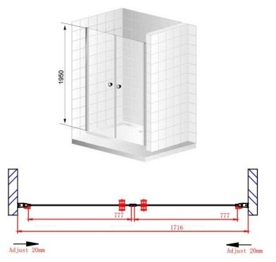 ELENA-W-B-2-180-P-Cr Душевая дверь