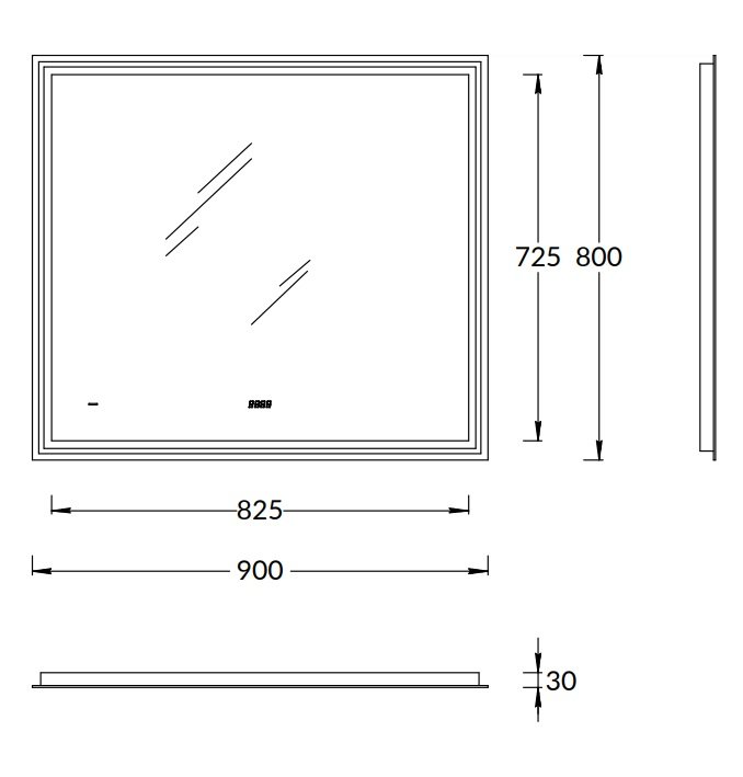Зеркало TECNO c LED 90 с подсветкой, с функцией антизапотевание, белый глянцевый Зеркало TECNO c LED 90 с подсветкой, с функцией антизапотевание, белый глянцевый