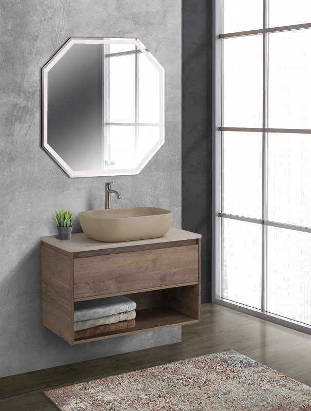 Тумба c раковиной подвесная с одним ящиком и одной открытой полкой BelBagno KRAFT 80 Rovere Galifax Bianco, раковина белая Тумба c раковиной подвесная с одним ящиком и одной открытой полкой BelBagno KRAFT 80 Rovere Galifax Bianco, раковина белая