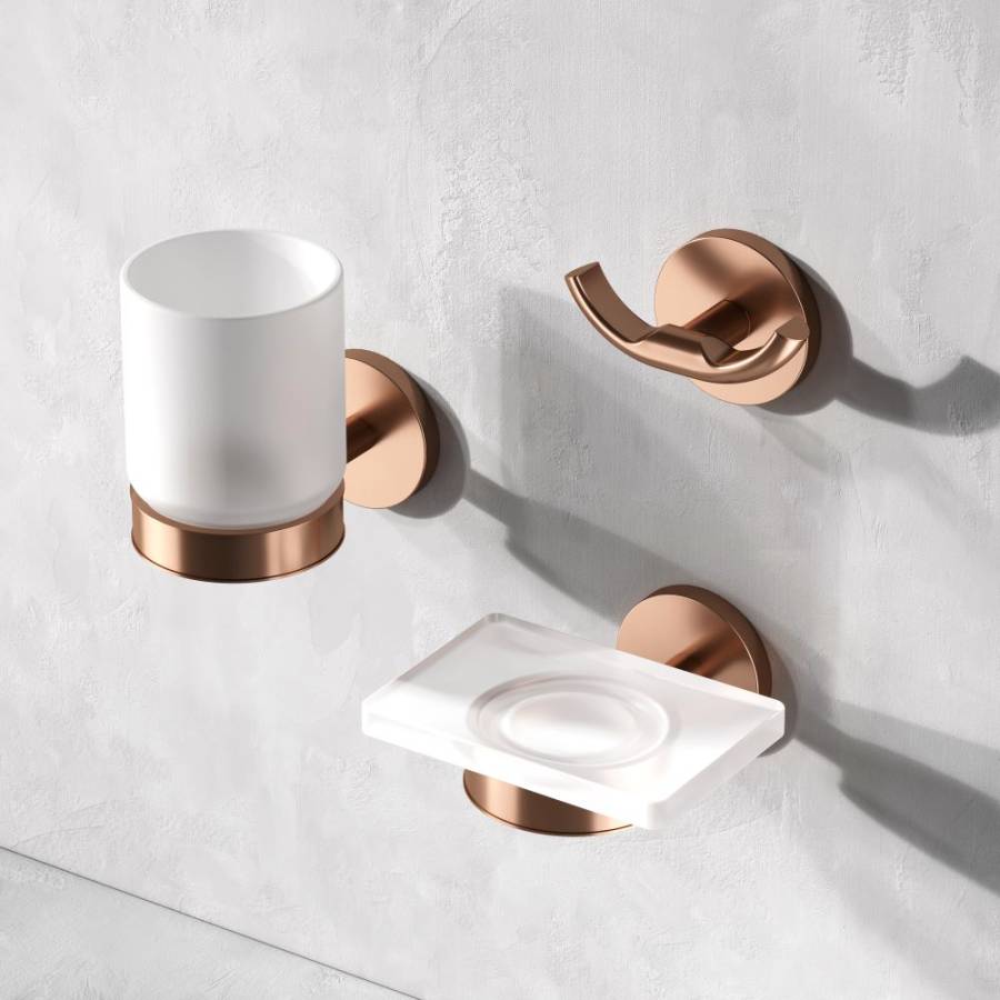 Стеклянная мыльница с настенным держателем, розовое золото A85A34244 Стеклянная мыльница с настенным держателем, розовое золото A85A34244