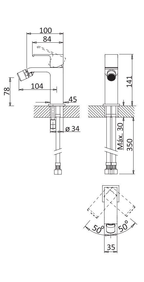 PORTA-BS1-01-W0 Смеситель на биде однорычажный, без донного клапана хром PORTA-BS1-01-W0 Смеситель на биде однорычажный, без донного клапана хром