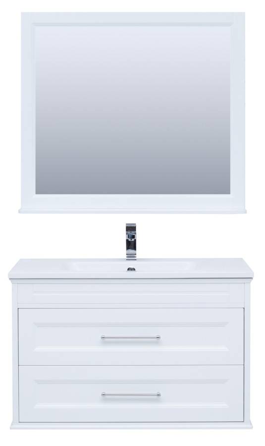 Мебель для ванной Aquanet Бостон М 100 белый (лит. мрамор) Мебель для ванной Aquanet Бостон М 100 белый (лит. мрамор)