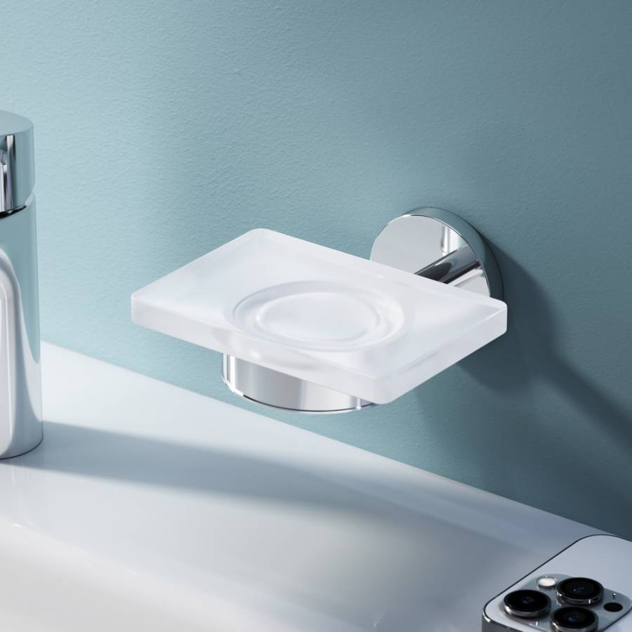 A85A34200 X-Joy, Стеклянная мыльница с настенным держателем, хром A85A34200 X-Joy, Стеклянная мыльница с настенным держателем, хром