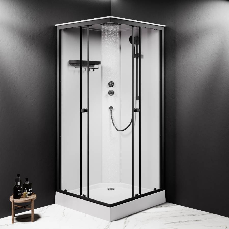W94C-403-090BT X-Joy Square кабина душевая  90x90,  профиль мат.черный, стекло прозрачное W94C-403-090BT X-Joy Square кабина душевая  90x90,  профиль мат.черный, стекло прозрачное