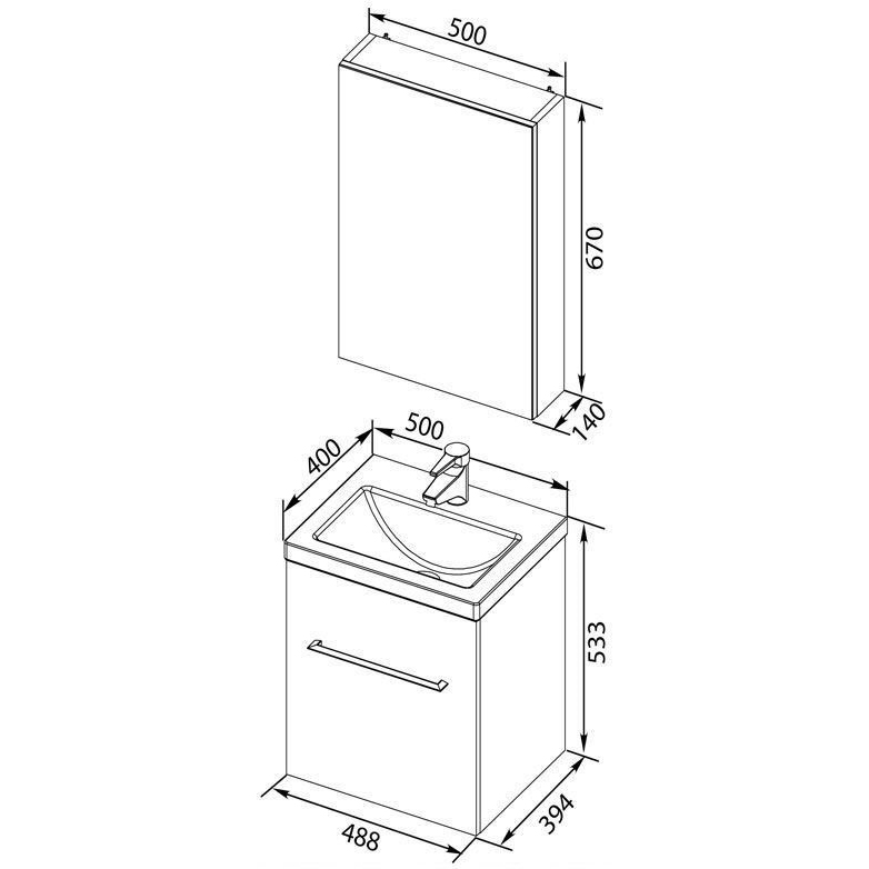 Мебель для ванной Aquanet Порто 50 белый Мебель для ванной Aquanet Порто 50 белый