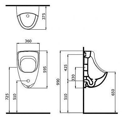 Писсуар с верхней подводкой воды, цвет: белый, арт.1070-001-0130 (1383-001-0130), шт Писсуар с верхней подводкой воды, цвет: белый, арт.1070-001-0130 (1383-001-0130), шт