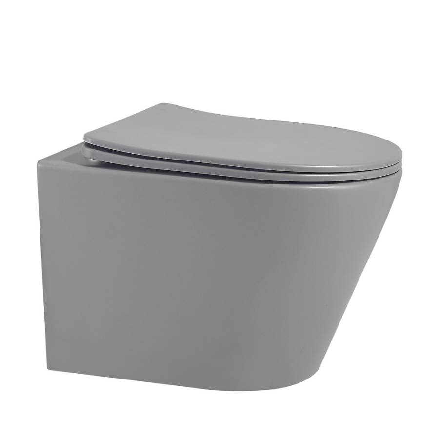Унитаз ABBER Bequem AC1102MG подвесной серый матовый, безободковый Унитаз ABBER Bequem AC1102MG подвесной серый матовый, безободковый