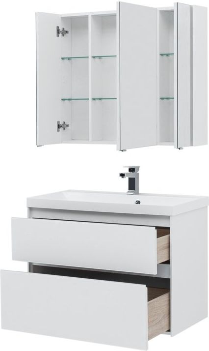 Мебель для ванной Aquanet Гласс 90 белый Мебель для ванной Aquanet Гласс 90 белый