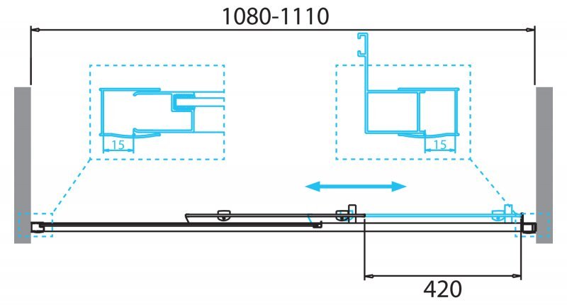 DUE-BF-1-110-C-Cr Душевая дверь DUE-BF-1-110-C-Cr Душевая дверь
