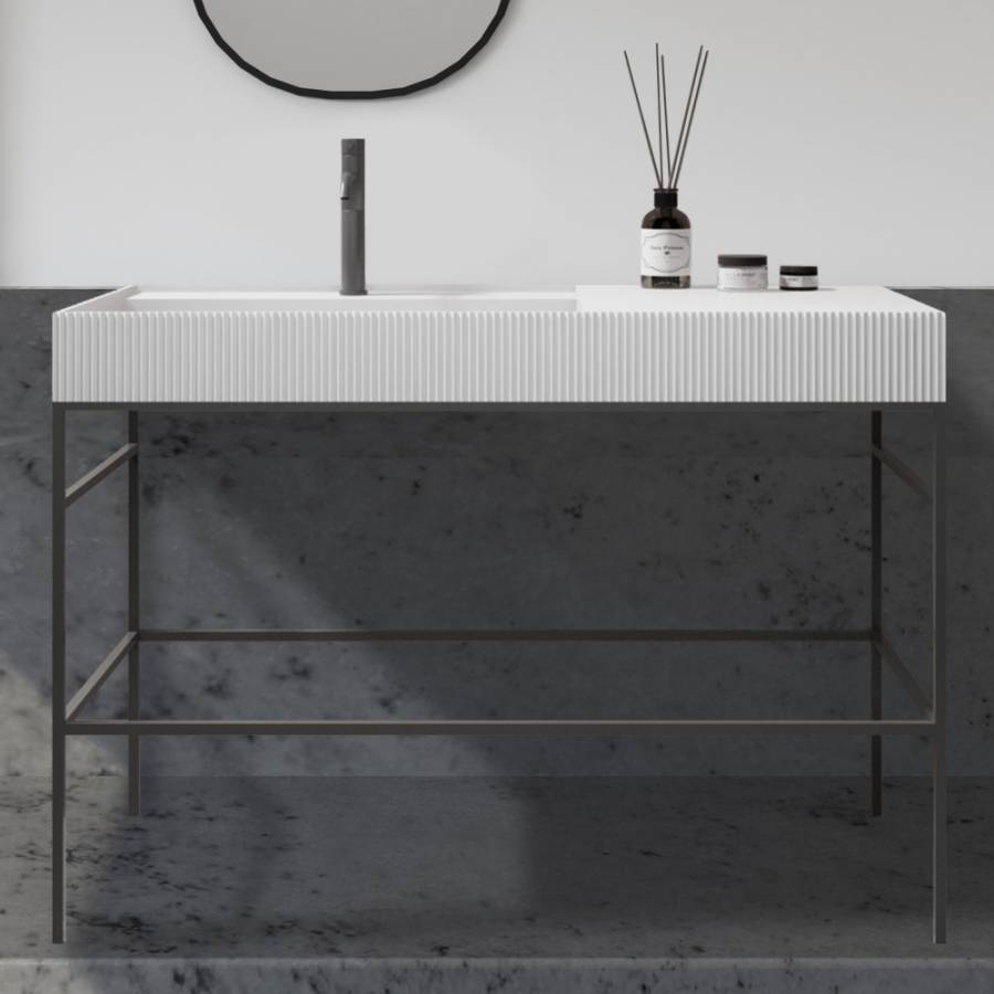 Консоль с раковиной ABBER Stein AS2647 напольная, белая матовая Консоль с раковиной ABBER Stein AS2647 напольная, белая матовая