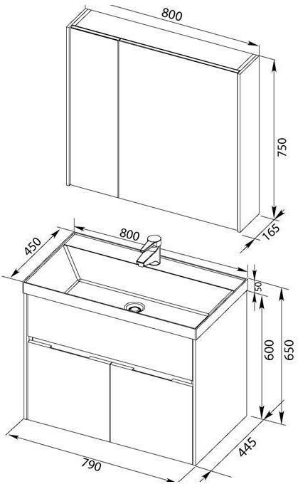 Мебель для ванной Aquanet Латина 80 белый Мебель для ванной Aquanet Латина 80 белый