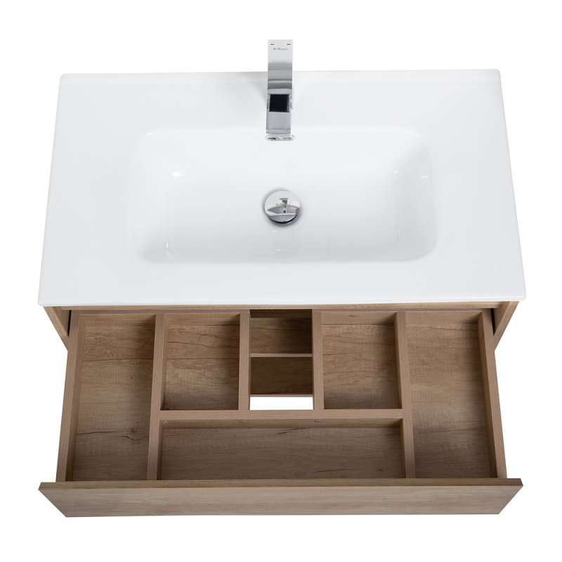 Тумба c раковиной подвесная с одним ящиком и одной открытой полкой BelBagno KRAFT 90 Bianco Opaco, раковина белая Тумба c раковиной подвесная с одним ящиком и одной открытой полкой BelBagno KRAFT 90 Bianco Opaco, раковина белая