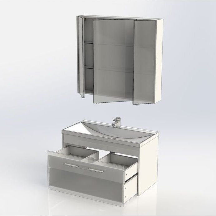 Мебель для ванной Aquanet Августа 100 белый (ручка хром, раковина Нота) Мебель для ванной Aquanet Августа 100 белый (ручка хром, раковина Нота)