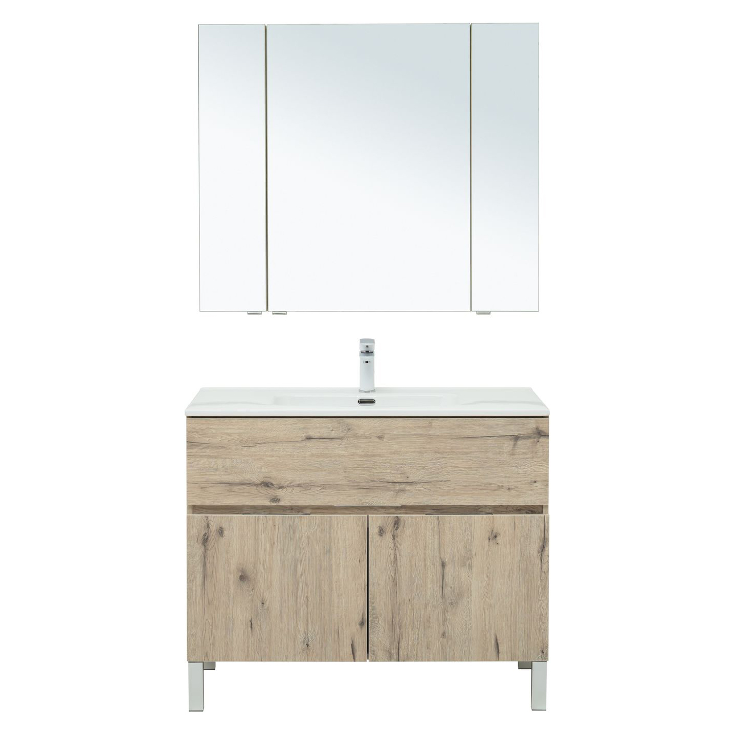 Мебель для ванной Aquanet Алвита New 100 1 ящик, 2 дверцы, дуб веллингтон белый Мебель для ванной Aquanet Алвита New 100 1 ящик, 2 дверцы, дуб веллингтон белый