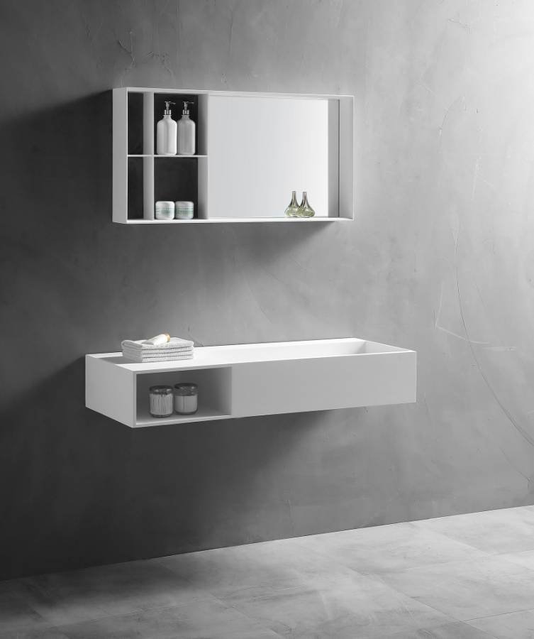 Тумба с раковиной ABBER Stein AS2640-1.0 L подвесная, белая матовая Тумба с раковиной ABBER Stein AS2640-1.0 L подвесная, белая матовая