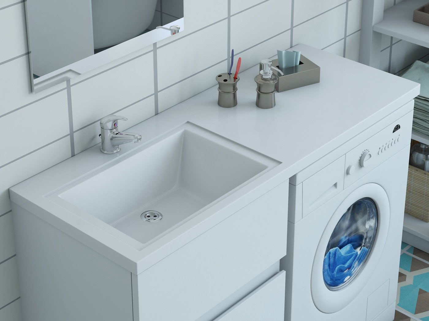 Комплект мебели Dallas Luxe 1500х482 правосторонний напольный 2 ящика (ШхГхВ) 848х476х860 Комплект мебели Dallas Luxe 1500х482 правосторонний напольный 2 ящика (ШхГхВ) 848х476х860