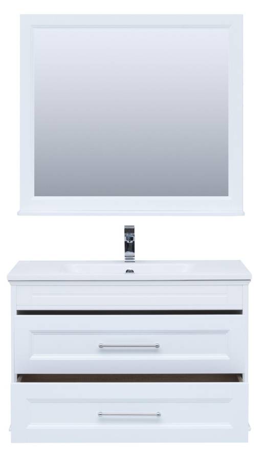 Мебель для ванной Aquanet Бостон М 100 белый (лит. мрамор) Мебель для ванной Aquanet Бостон М 100 белый (лит. мрамор)