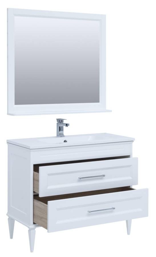 Мебель для ванной Aquanet Бостон М 100 белый (лит. мрамор) Мебель для ванной Aquanet Бостон М 100 белый (лит. мрамор)