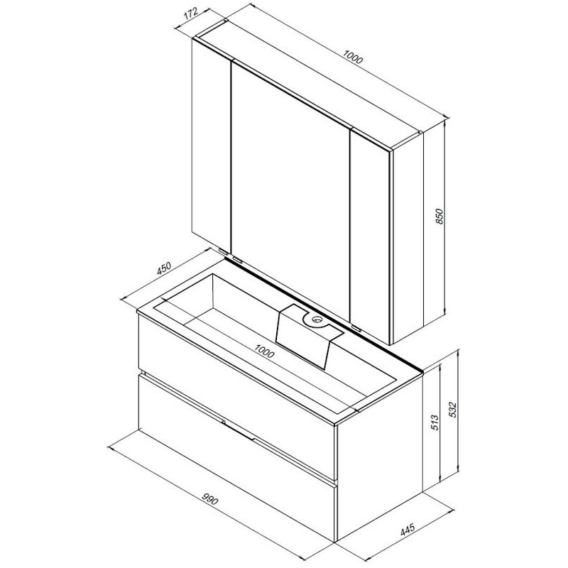 Мебель для ванной Aquanet Алвита 100 серый антрацит Мебель для ванной Aquanet Алвита 100 серый антрацит