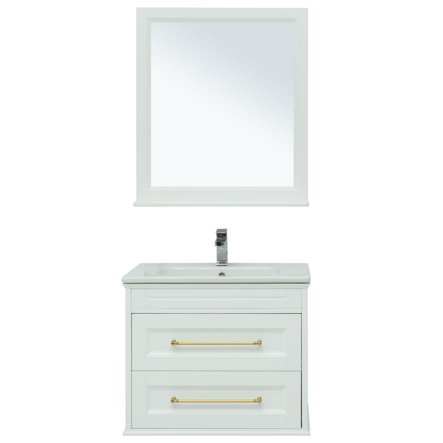 Мебель для ванной Aquanet Бостон М 80 белый (ручки золото, раковина Эйфория) Мебель для ванной Aquanet Бостон М 80 белый (ручки золото, раковина Эйфория)