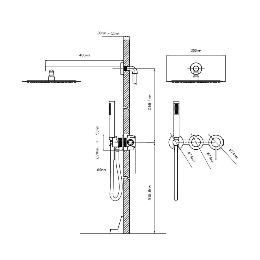 Душевой комплект Groove VSFW-4G01GM встраиваемый, 2 режима, 30см верх душ, вороненая сталь Душевой комплект Groove VSFW-4G01GM встраиваемый, 2 режима, 30см верх душ, вороненая сталь