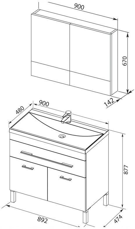 Комплект мебели для ванной Aquanet Верона 90 белый (напольный 1 ящик 2 дверцы) Комплект мебели для ванной Aquanet Верона 90 белый (напольный 1 ящик 2 дверцы)