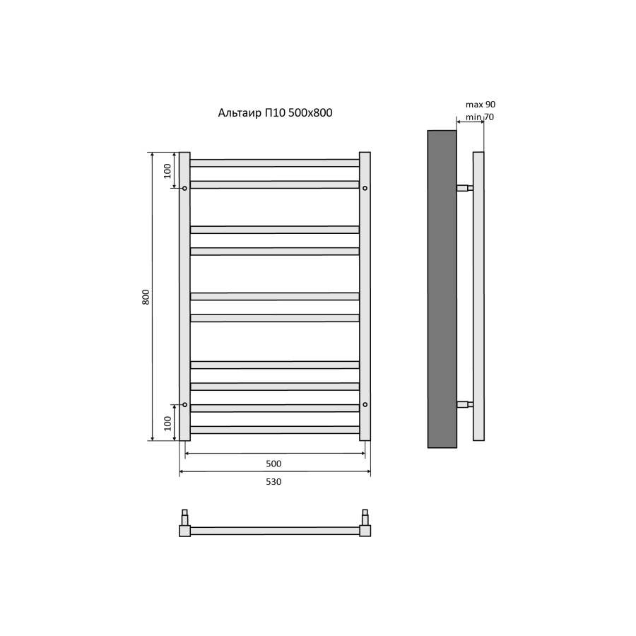 Полотенцесушитель водяной Aquatek (Акватек) Альтаир П10 500х800 мм, черный муар, подключение нижнее/диагональное, сверхпрочная пищевая нержавеющая сталь AISI 304L, гарантия 10 лет Полотенцесушитель водяной Aquatek (Акватек) Альтаир П10 500х800 мм, черный муар, подключение нижнее/диагональное, сверхпрочная пищевая нержавеющая сталь AISI 304L, гарантия 10 лет