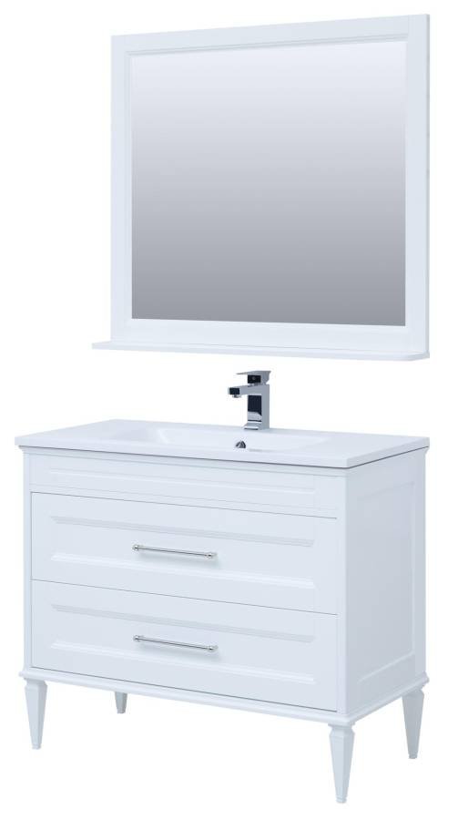 Мебель для ванной Aquanet Бостон М 100 белый (лит. мрамор) Мебель для ванной Aquanet Бостон М 100 белый (лит. мрамор)