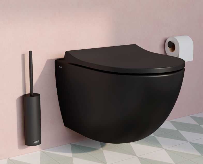 Безободковый подвесной унитаз VitrA Sento, матовый черный Безободковый подвесной унитаз VitrA Sento, матовый черный