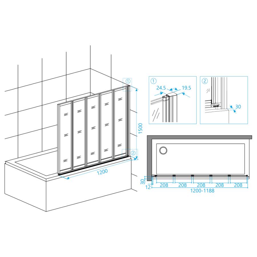 Душевая шторка на ванну RGW SC-22, 03112212-11, 120 х 150 см, профиль - хром Душевая шторка на ванну RGW SC-22, 03112212-11, 120 х 150 см, профиль - хром