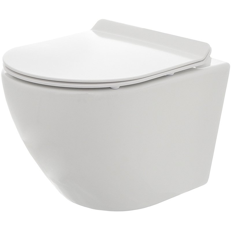 Унитаз подвесной безободковый AQUAme AQM2002 с крышкой-сиденьем микролифт, белый глянец Унитаз подвесной безободковый AQUAme AQM2002 с крышкой-сиденьем микролифт, белый глянец