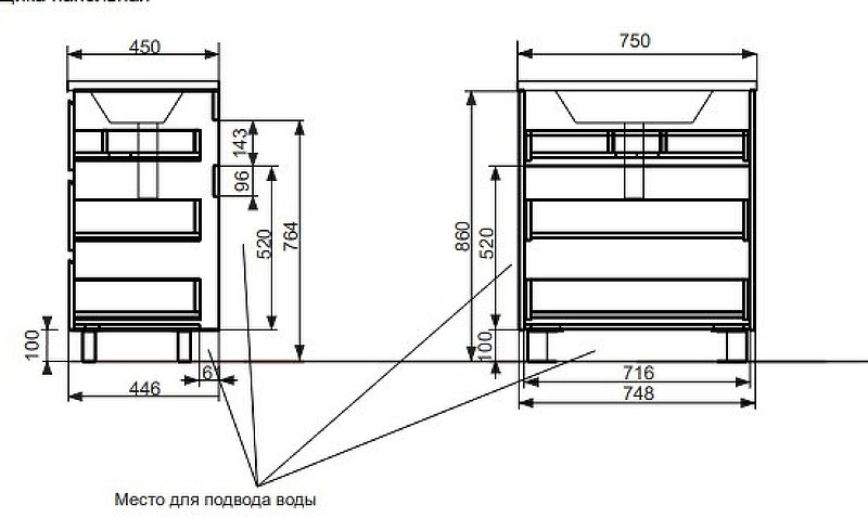 Комплект мебели Bali New 750х450 напольный 3 ящика (ШхГхВ) 748х446х860 Комплект мебели Bali New 750х450 напольный 3 ящика (ШхГхВ) 748х446х860