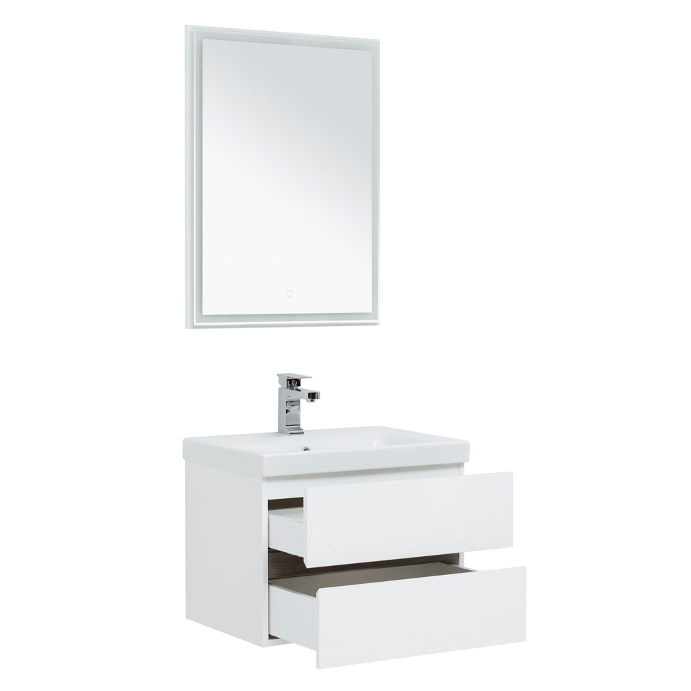 Мебель для ванной Aquanet Беркли 60 белый/дуб рошелье (зеркало белое) Мебель для ванной Aquanet Беркли 60 белый/дуб рошелье (зеркало белое)