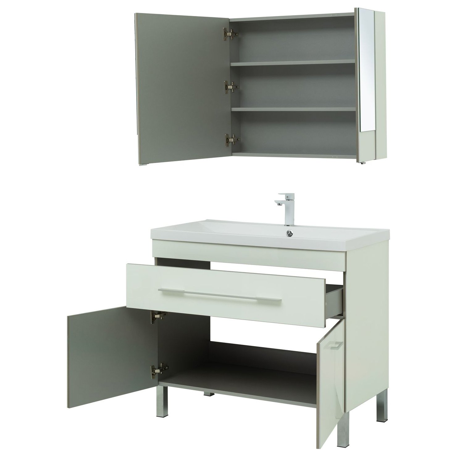 Мебель для ванной Aquanet Верона 100 белый (напольный 1 ящик 2 дверцы) Мебель для ванной Aquanet Верона 100 белый (напольный 1 ящик 2 дверцы)