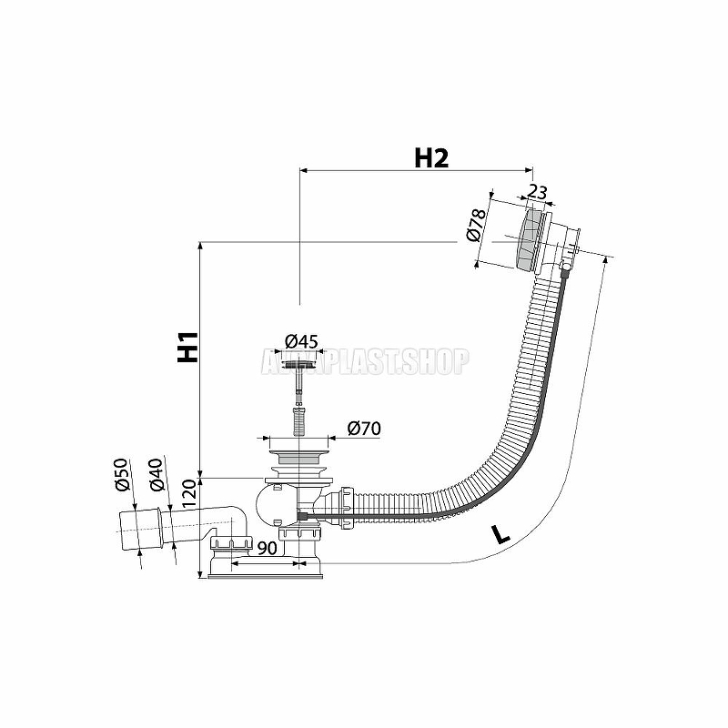 Сифон для ванны автомат комплект, бронза-антик Сифон для ванны автомат комплект, бронза-антик