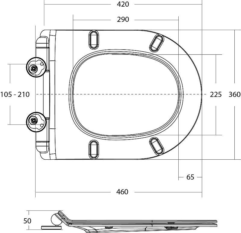 Сиденье с металлическими креплениями, системой Soft close BB901SC Сиденье с металлическими креплениями, системой Soft close BB901SC
