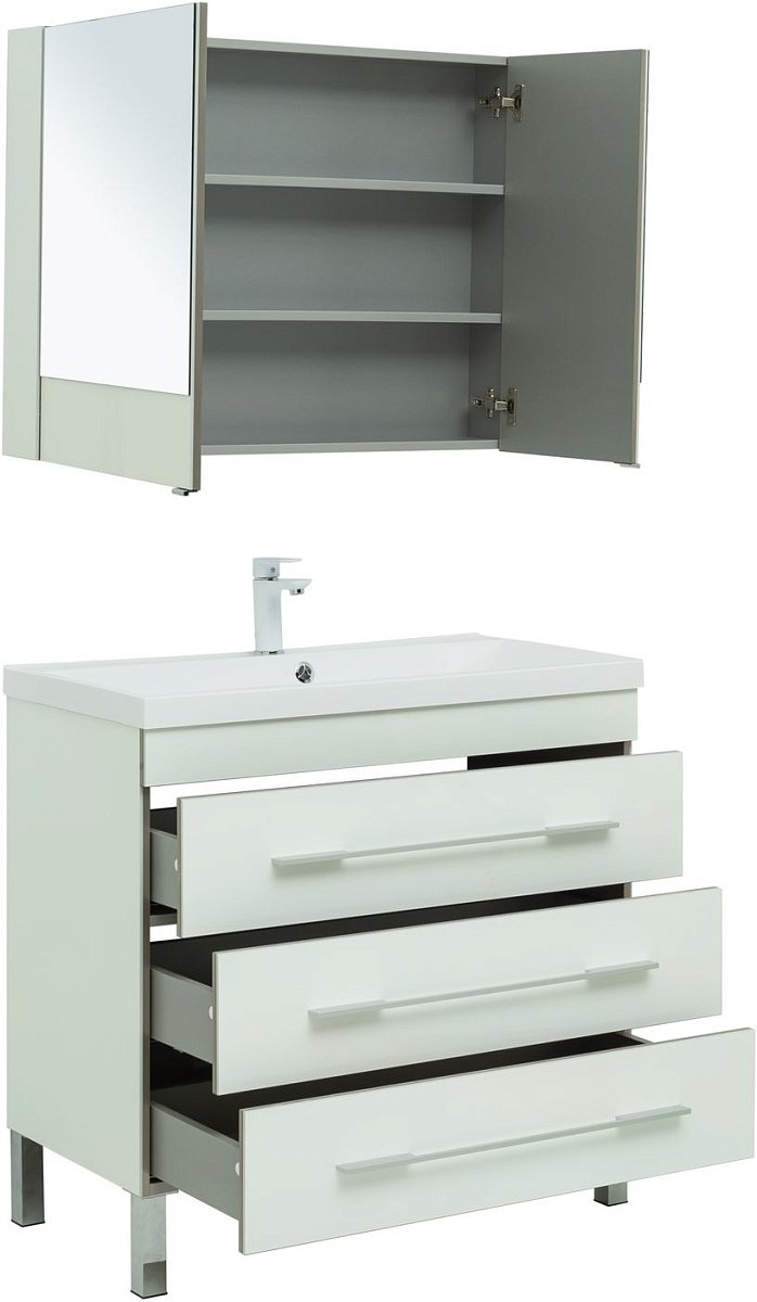 Комплект мебели для ванной Aquanet Верона 90 белый (напольный 3 ящика) Комплект мебели для ванной Aquanet Верона 90 белый (напольный 3 ящика)
