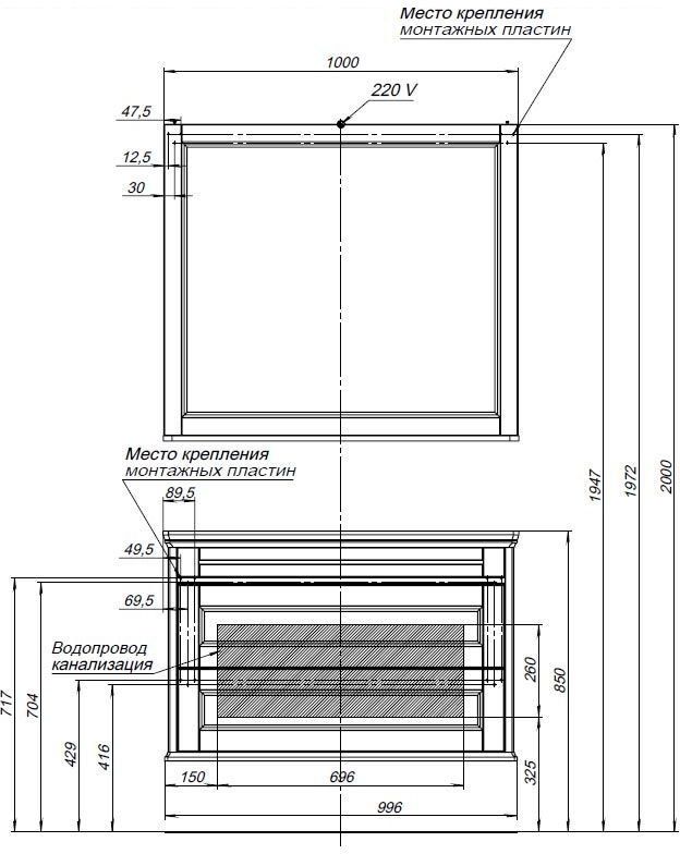 Мебель для ванной Aquanet Бостон М 100 белый (лит. мрамор) Мебель для ванной Aquanet Бостон М 100 белый (лит. мрамор)