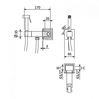 PORTA-DIF-SR Гигиенический душ со смесителем, исполнение Sunrise
