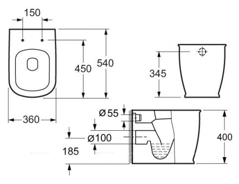 Чаша приставного унитаза BelBagno PRADO BB10150CB Чаша приставного унитаза BelBagno PRADO BB10150CB