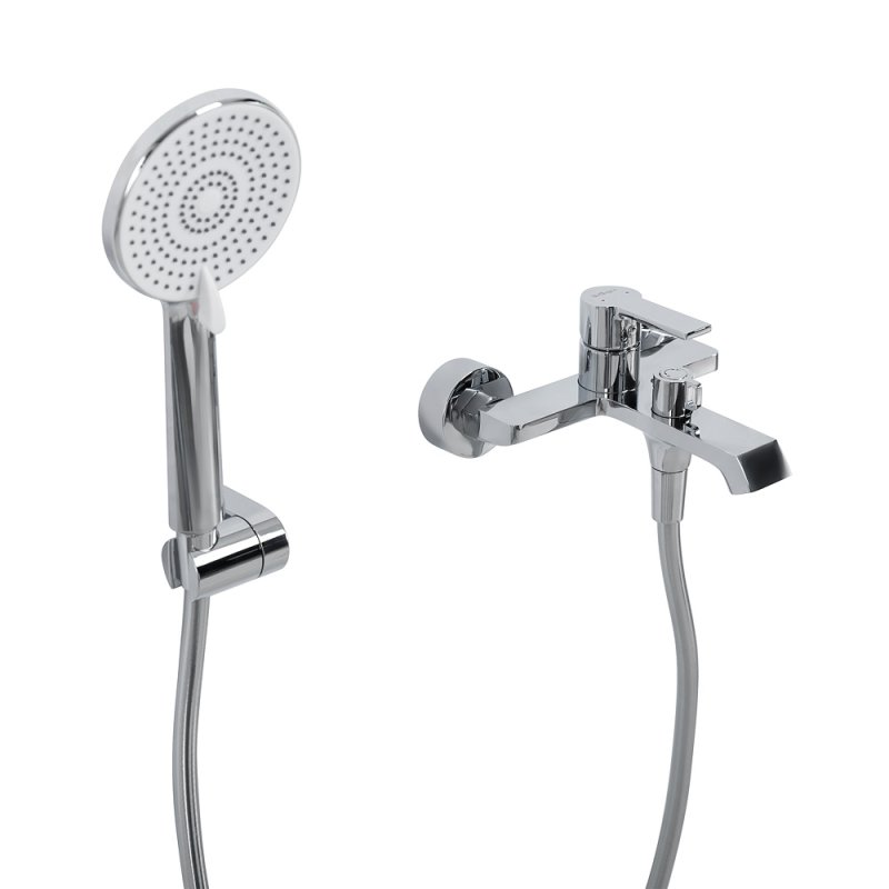 AURORA Смеситель для ванны и душа в комплекте с ручным душем, шлангом и держателем, хром AURORA-VASM-CRM AURORA Смеситель для ванны и душа в комплекте с ручным душем, шлангом и держателем, хром AURORA-VASM-CRM