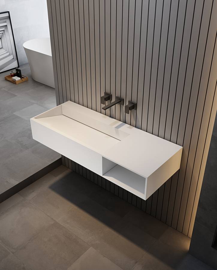 Тумба с раковиной ABBER Stein AS2640-1.0 R подвесная, белая матовая Тумба с раковиной ABBER Stein AS2640-1.0 R подвесная, белая матовая