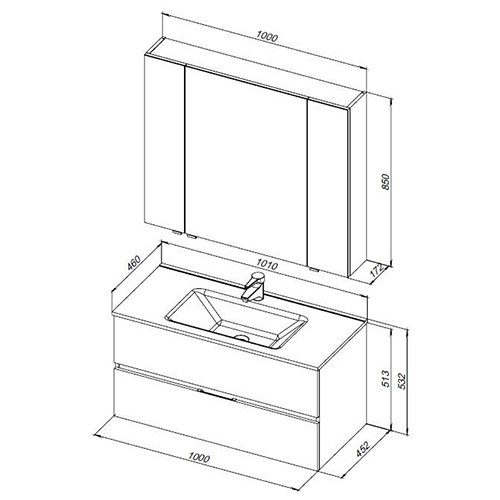 Мебель для ванной Aquanet Алвита New 100 2 ящика, антрацит Мебель для ванной Aquanet Алвита New 100 2 ящика, антрацит
