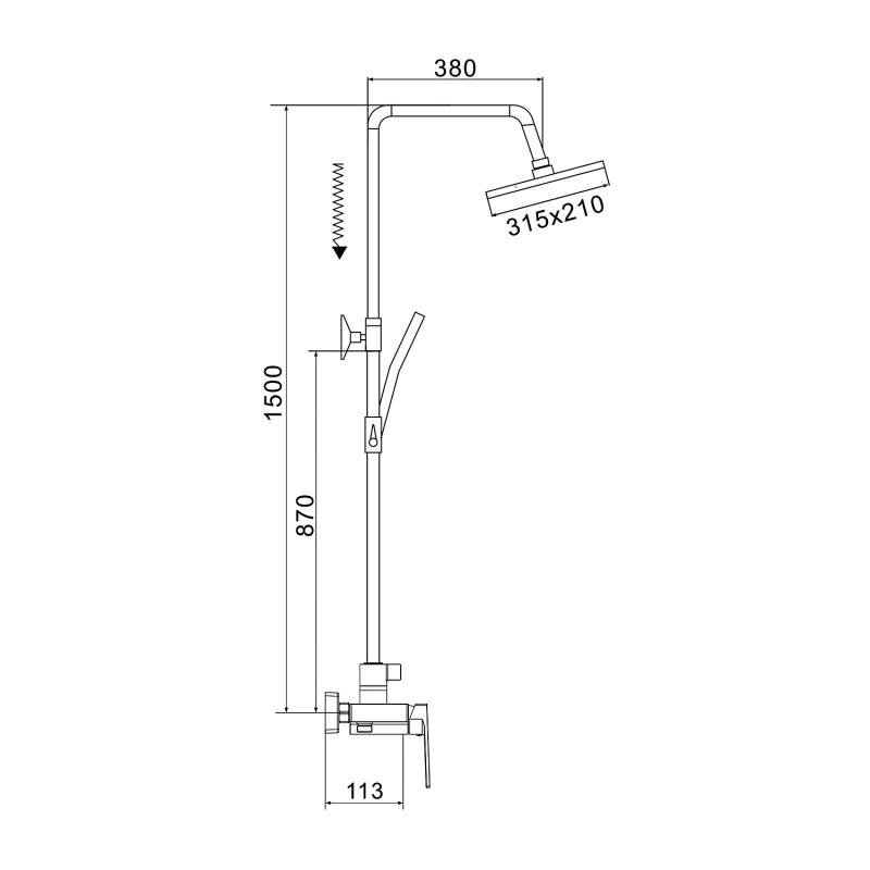 Душевая стойка со смесителем ROSE R18T R1836T-6 Душевая стойка со смесителем ROSE R18T R1836T-6