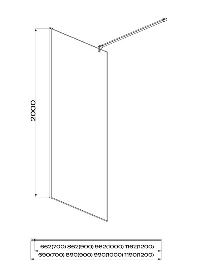 AQ WIW 07020CH Душевая перегородка Walk in с держателем 700x2000 профиль хром, стекло прозрачное AQ WIW 07020CH Душевая перегородка Walk in с держателем 700x2000 профиль хром, стекло прозрачное